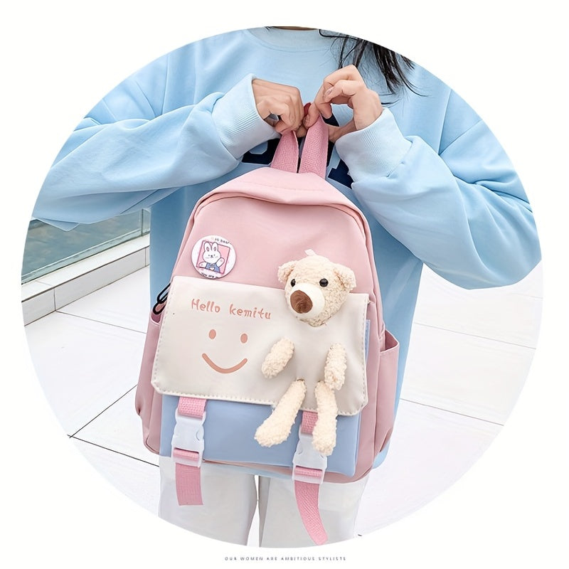 Kawii Large Capacity Backpack With Bear Primary School Students Schoolbag