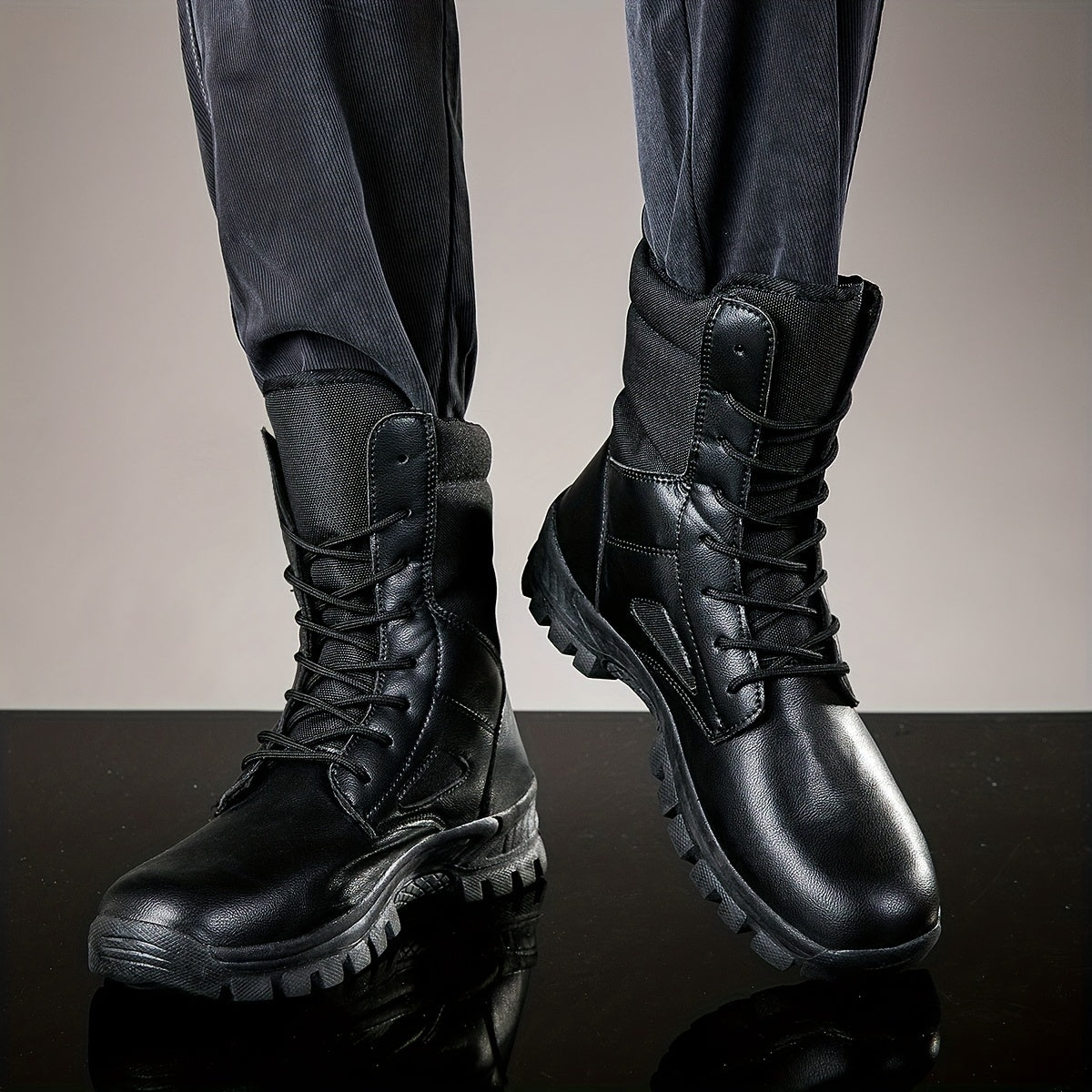 Men's Large Size Mid Calf Boots - Outdoor Hiking Mountaineering