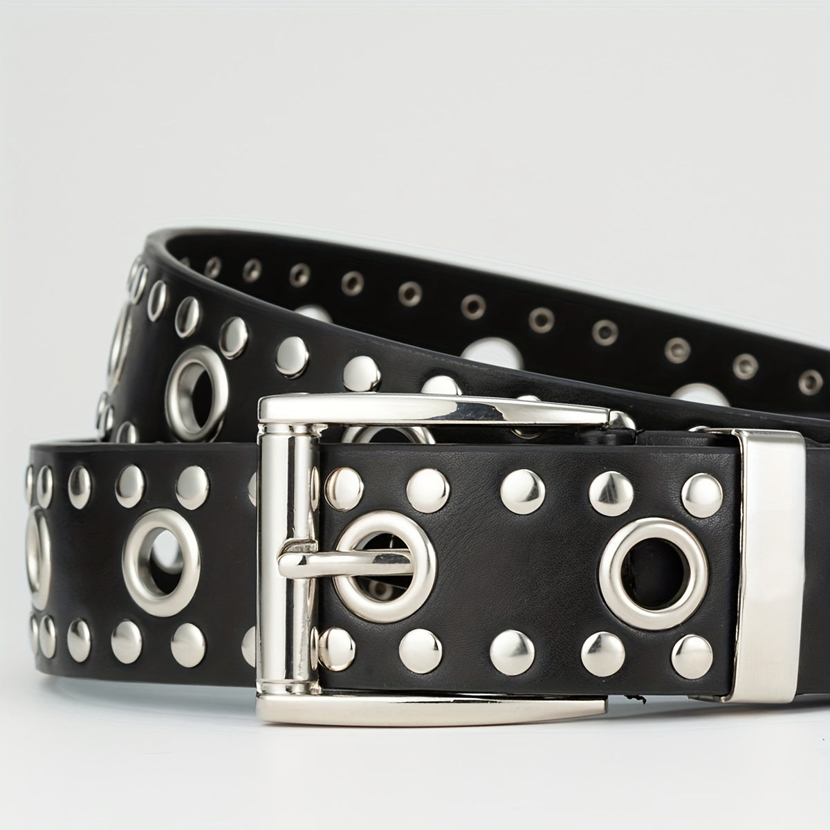 Men's Western Full Body Jack Dress Belt Casual Studded Buckle PU Belt