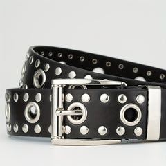 Men's Western Full Body Jack Dress Belt Casual Studded Buckle PU Belt