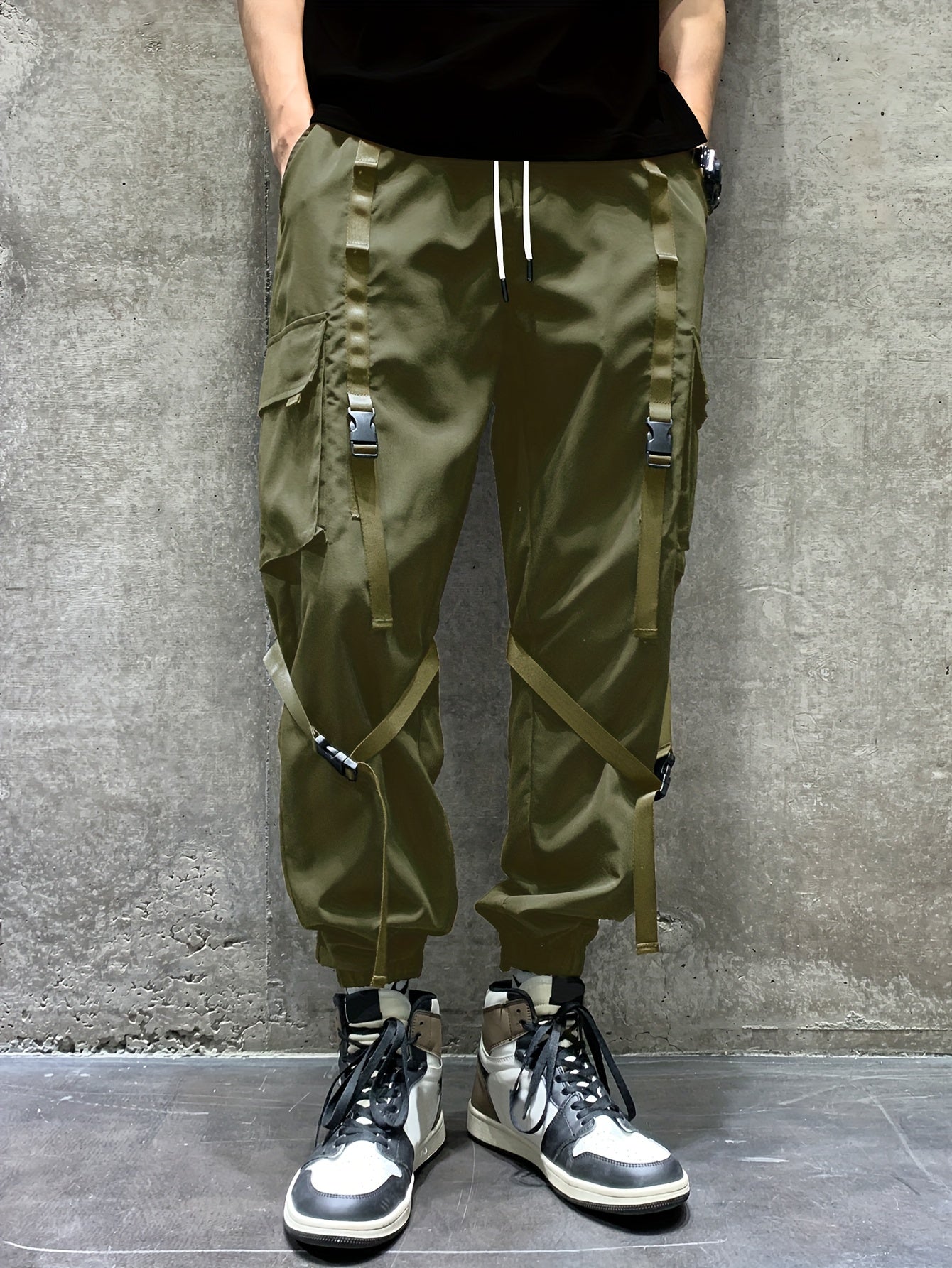 Ribbon Men's Relaxed Fit Cargo Jogger Pants Flap Pockets