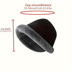 Plush Fisherman Hat for Women Winter Warm Basin Hat Outdoor Travel Hat