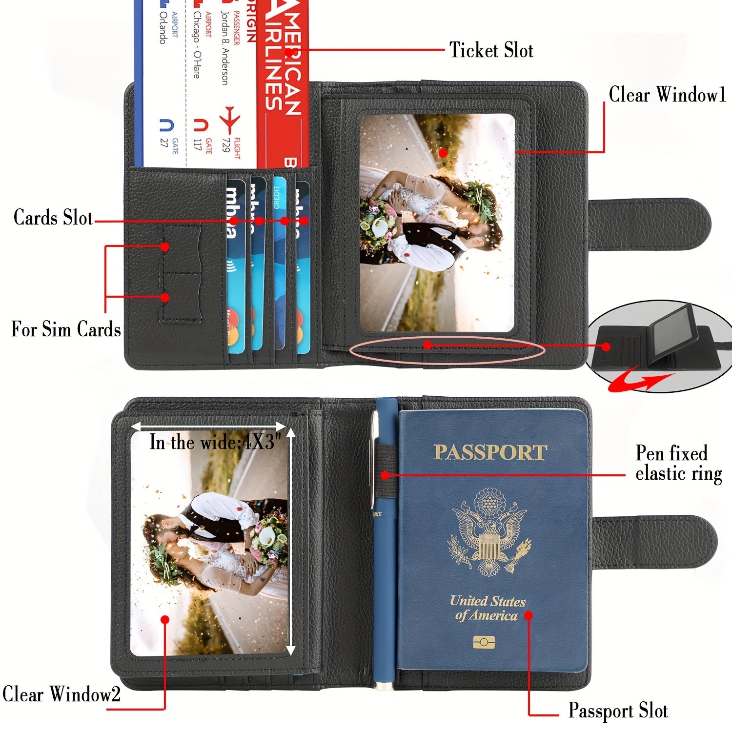 RFID Blocking Buckle Passport Holder Business Boarding Travel Passport Holder