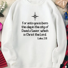 Women's Plus Star & Slogan Print Crew Neck Waffle Top