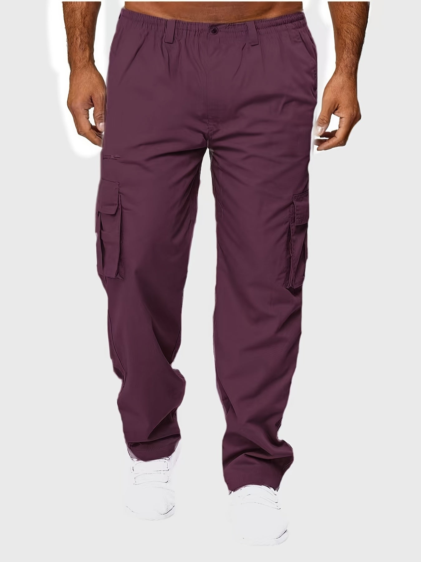 Men's Cargo Work Trousers Thin Relaxed Fit Stretch Combat Jogging Bottoms