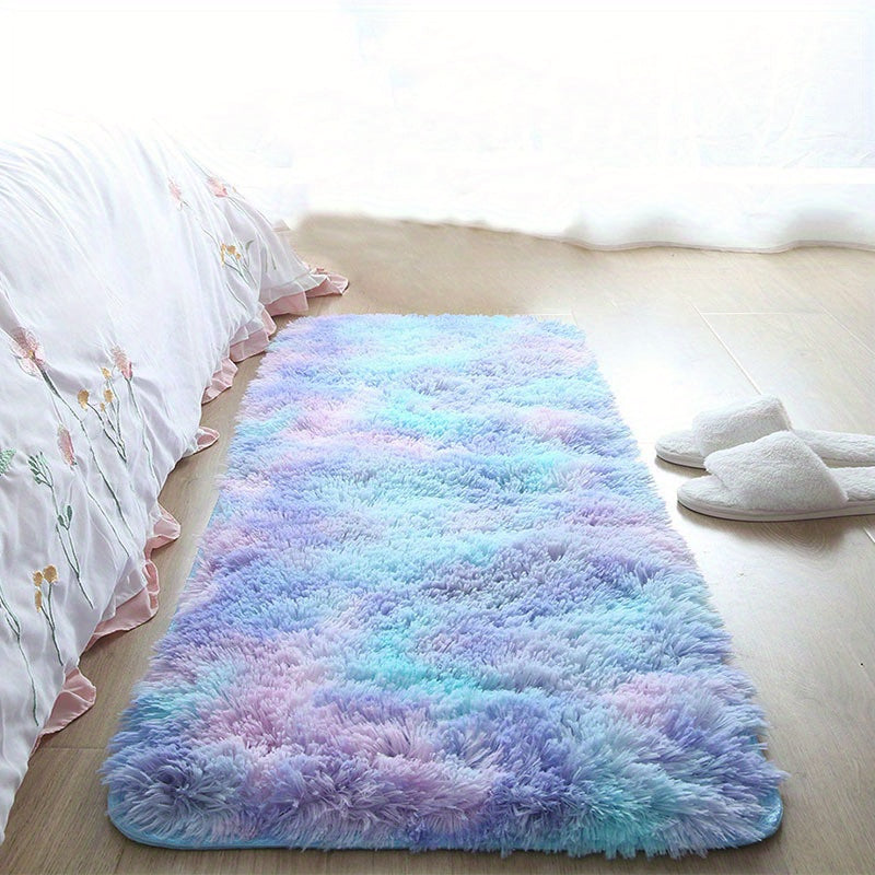 Square Tie dyed Wool Fluffy Carpet for Bedroom and Living Room