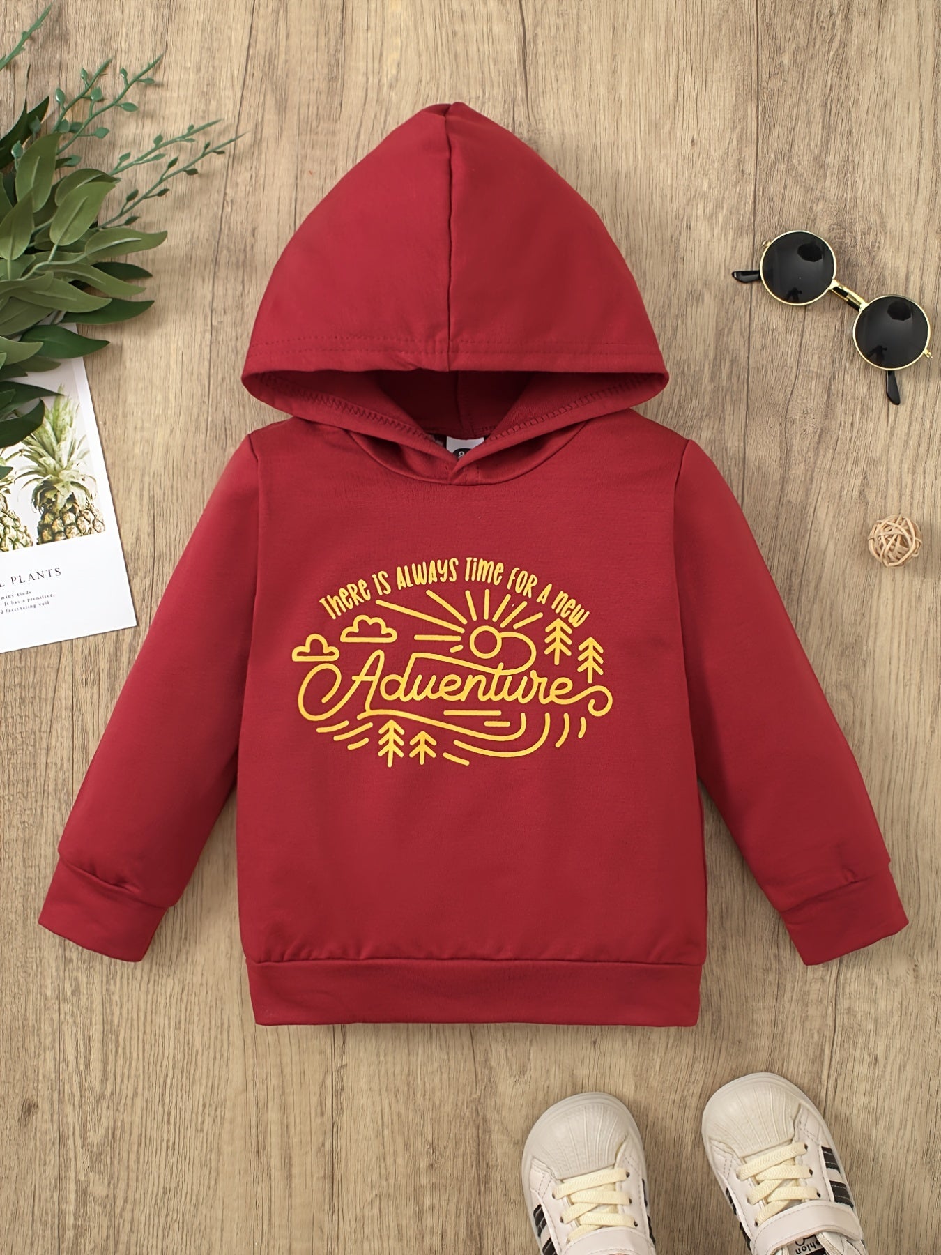 Boy's Adventure Print Hoodie for Outdoor Fall Winter