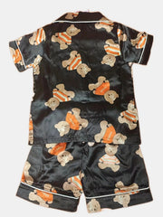 Toddler Girls Bear Graphic Pajamas Set Short Sleeve Top & Shorts Sleepwear