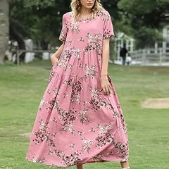 Floral Print Maxi Dress with Pockets
