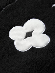Flower Pattern Fleece Sports Jacket Long Sleeve Warm Casual Jacket