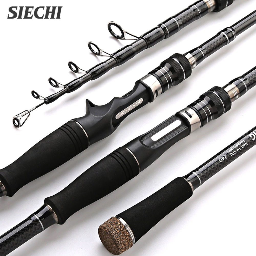 SIECHI Telescopic Carbon Fishing Rod Lightweight Spinning and Casting Rod