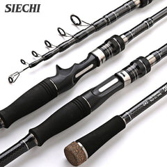 SIECHI Telescopic Carbon Fishing Rod Lightweight Spinning and Casting Rod