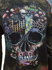 Gothic Skull Print Sweatshirt Crew Neck For Fall & Winter Women's Clothing