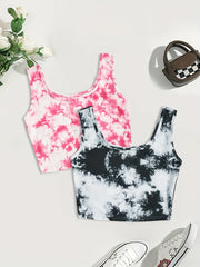 2 Pack Y2K Tie Dye Crop Tank Tops Sexy Sleeveless Summer Women's Clothing