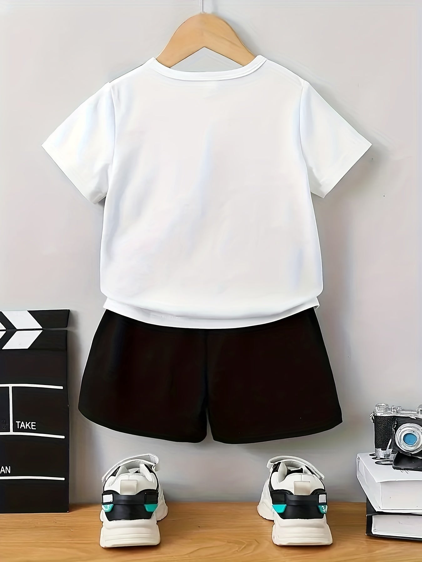 2pcs Girls Attitude Letter T Shirt & Shorts Set Kids Summer Clothes