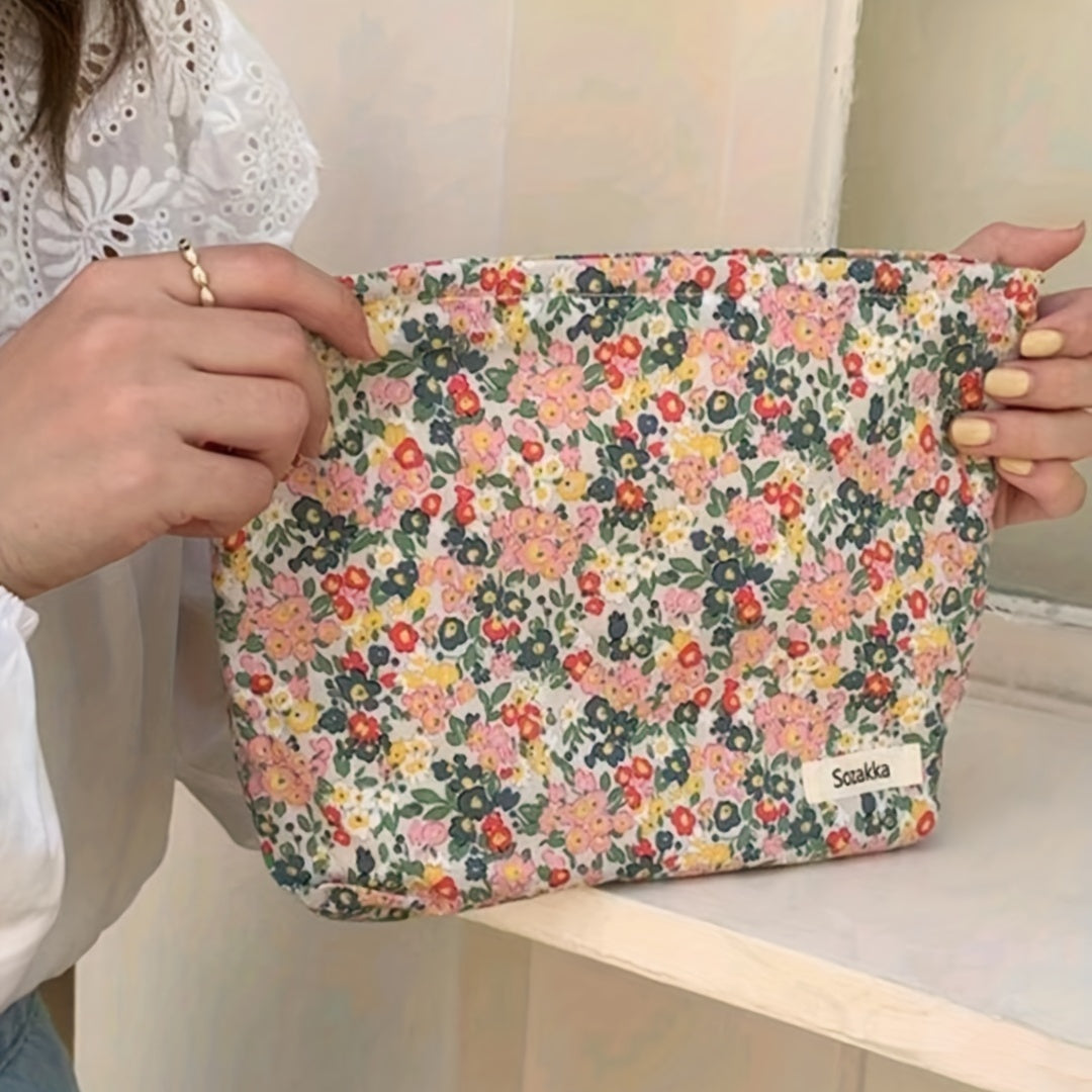 Floral Print Makeup Bag Cosmetic Bag Large Capacity Zipper Toiletry Bag