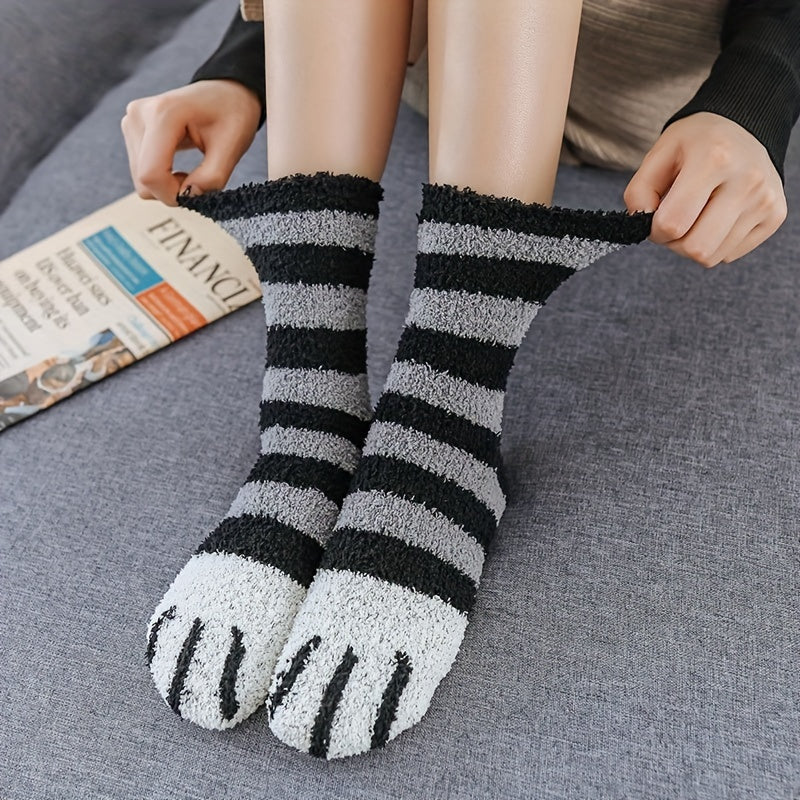 5 Pairs Cat Claw Fuzzy Socks Women's Stockings