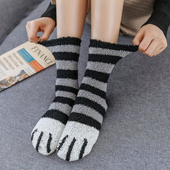 5 Pairs Cat Claw Print Socks Warm Women's Stockings