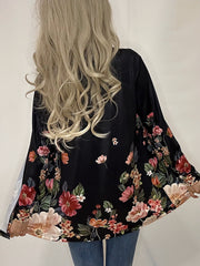 Floral Print Long Sleeve Open Front Cardigan