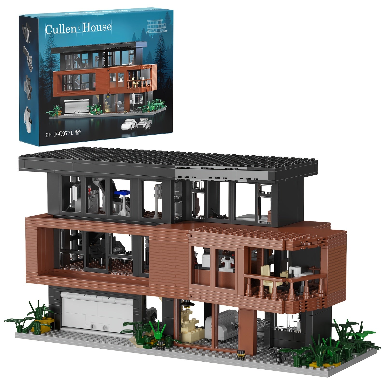Classic Movie Modern Villa Street Scene Building Set Toy Model