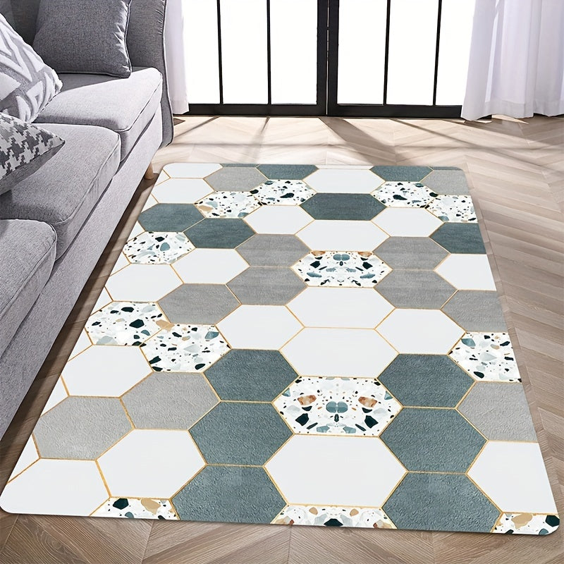 Geometric Shaggy Area Rug for Living Room Bedroom Game Room Stylish Decor