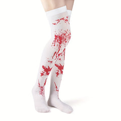 Blood Print Thigh High Socks Halloween Cosplay Over The Knee Socks