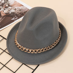 Acrylic Chain Woolen Jazz Top Hat for Gentleman Wedding Jazz Party Dress Cap