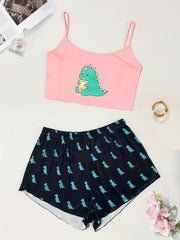 Women's Plus Dino Print Cami Top & Shorts Pajama Set