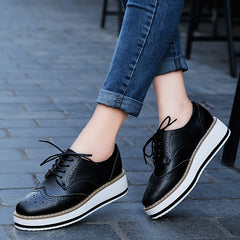 Women's Lace Up Loafer Shoes Lightweight Faux Leather Shoes