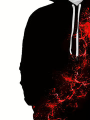 Red Flame Print Hoodie Men Graphic Hooded Pullover for Autumn Winter