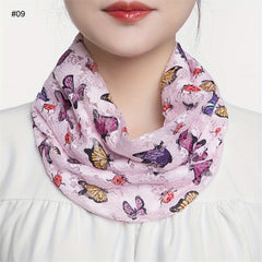 Lace Neck Gaiter Butterfly Print Veil Thin Breathable Sunscreen Face Covering