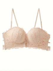 Lace Push Up Bra Front Buckle Comfy & Breathable Underwear