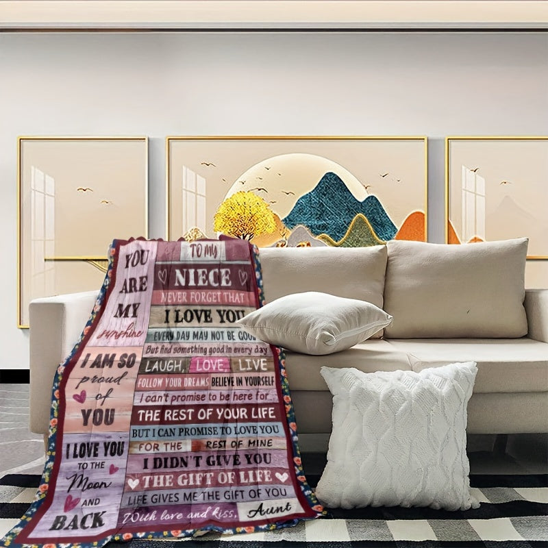 Soft & Warm Envelope Print Blanket for Niece from Aunt - Perfect for Couch Sofa
