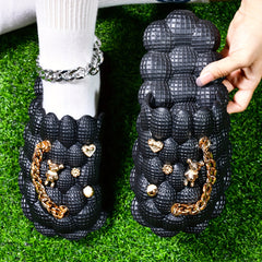 Women's Bubble Slippers With Golden Chain Soft Comfortable Outdoor Slippers