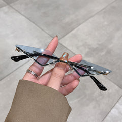 Y2K Rhombus Rimless Sunglasses Funny Tinted Candy Party Glasses