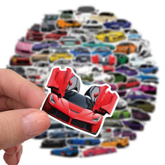 100 Cartoon JDM Car Doodle Stickers Waterproof Laptop Phone Decals