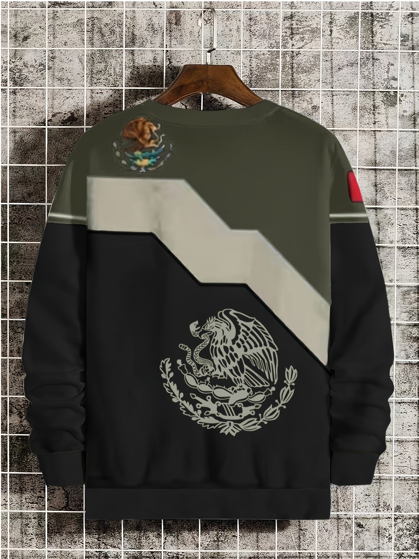 Mexico Eagle And Snake Print Men's Graphic Sweatshirt