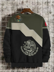 Mexico Eagle And Snake Print Men's Graphic Sweatshirt