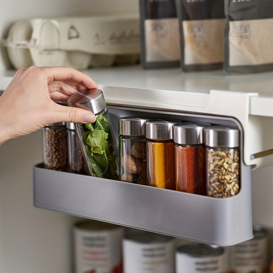 Under Shelf Spice Organizer With 6 Spice Jars Set Cabinet Spice Organizer