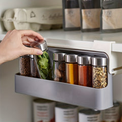 Under Shelf Spice Organizer With 6 Spice Jars Set Cabinet Spice Organizer