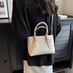 Minimalist Square Crossbody Bag Satchel Scarf Decor
