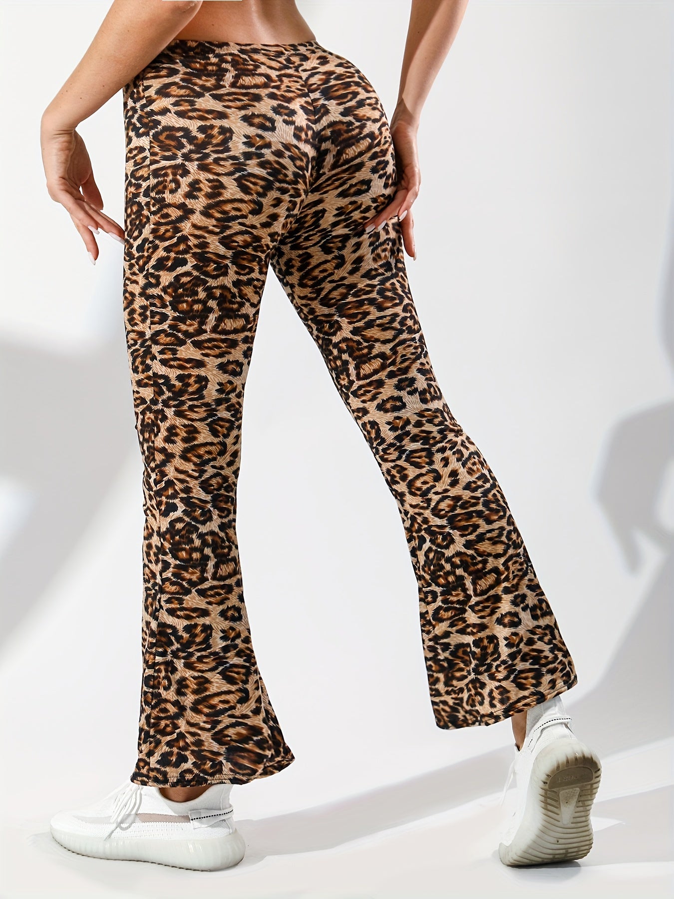 Leopard Print Flared Yoga Pants Women's Activewear