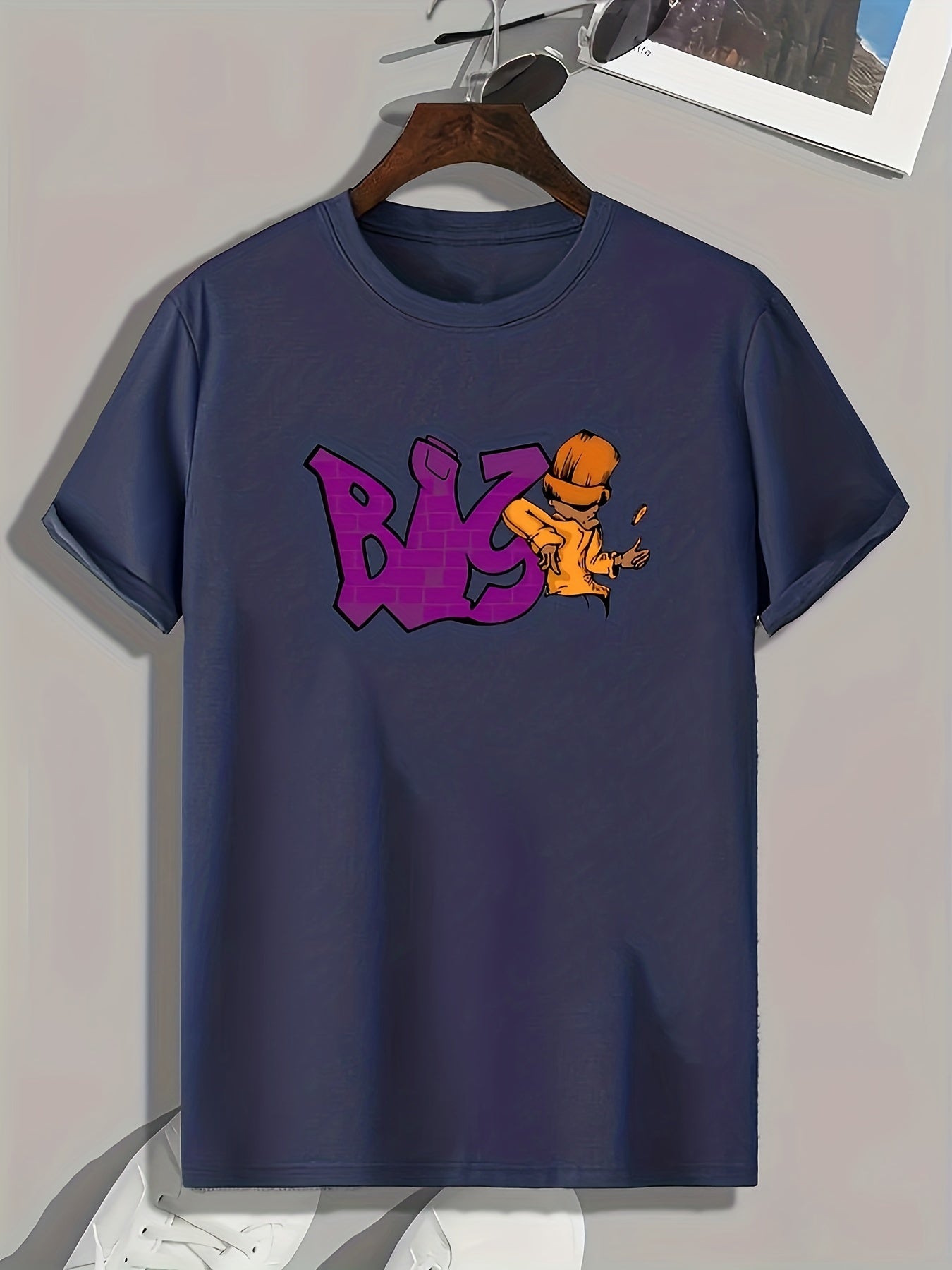 Funny Letter And Cartoon Print Men's Graphic Tee for Summer