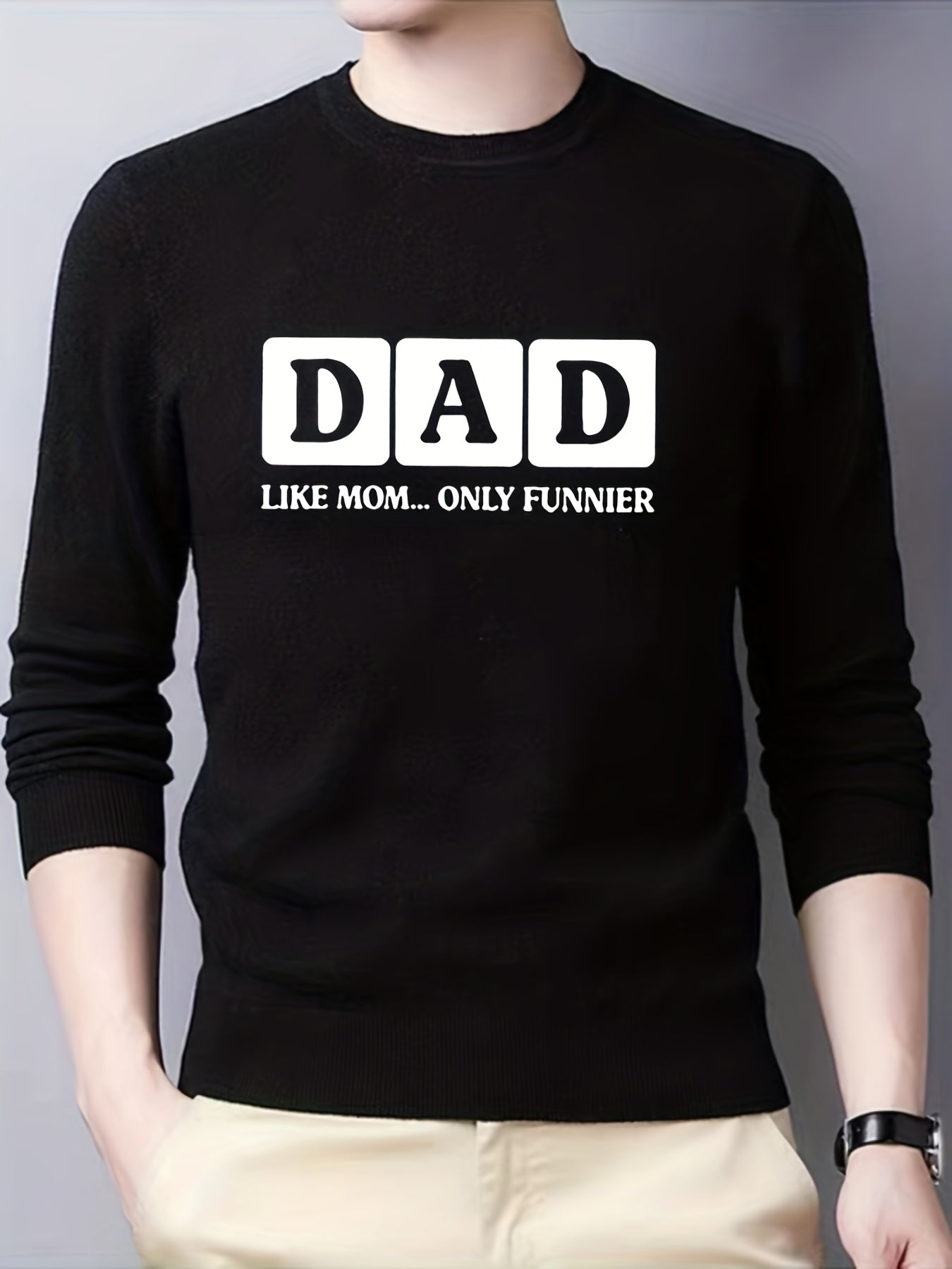 DAD Knitted Sweater Men's Crew Neck Pullover