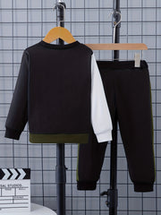 Boy's Letter Print 2pcs Sweatshirt & Sweatpants Set for Spring Fall