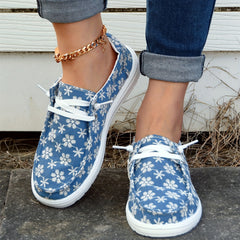 Women's Snowflake Pattern Boat Shoes Lace Up Flat Shoes