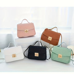 Chic Faux Leather Crossbody Bag in Pink/Green