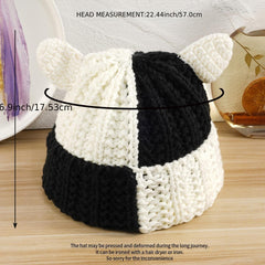 Cartoon Wool Hat for Girls Devil Small Ears Knitted Hat
