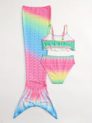 Toddler Girls Fish Scale Bikini Swimsuit Set Mermaid Tail Costume