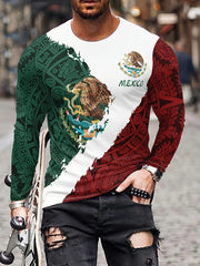 MEXICO Eagle Patttern Men's Long Sleeve Novelty T shirt
